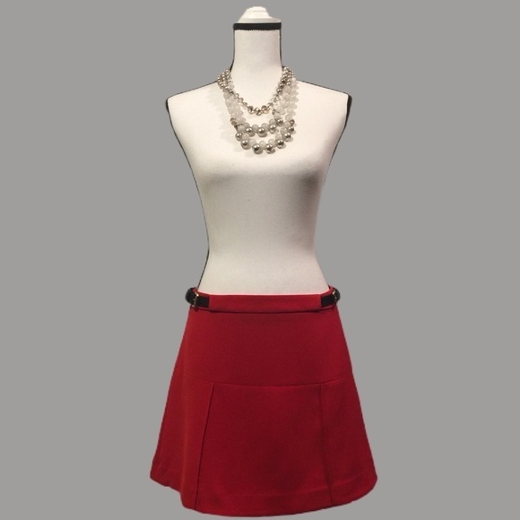 Express Dresses & Skirts - Express bright red black buckle side skirt